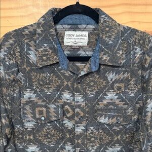 Cody James Men's Geometric Patterned Shirt Jacket - Gray and Brown